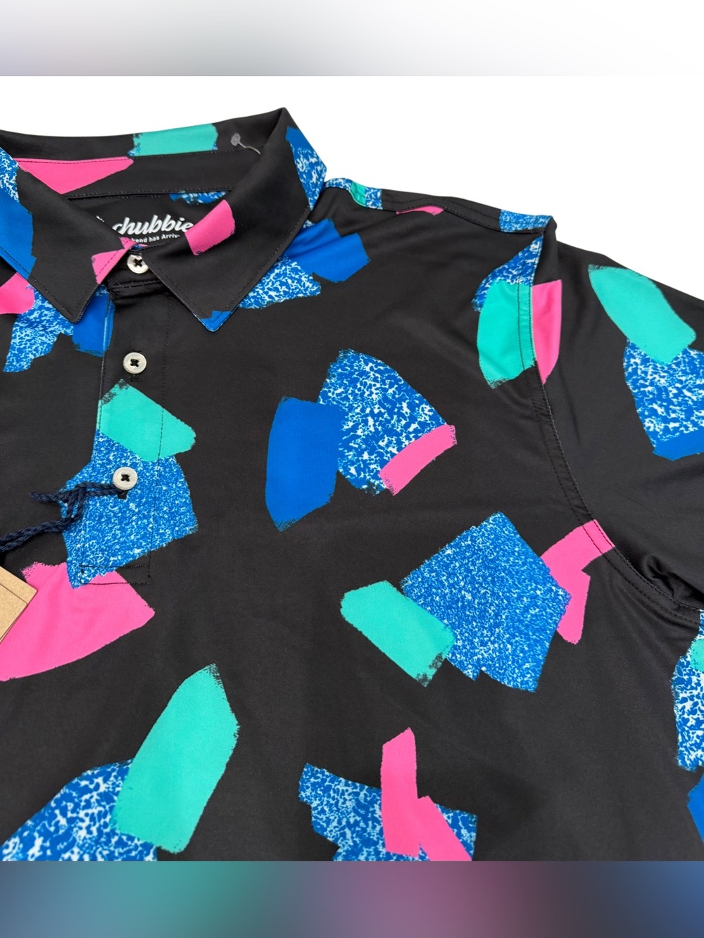 Chubbies Men's The Abs Tract Performance Polo Shirt Top-Black Size XXL NWT